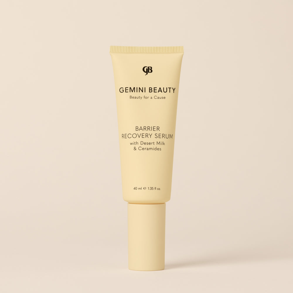 Packaging of barrier recovery serum with desert milk and ceramides
