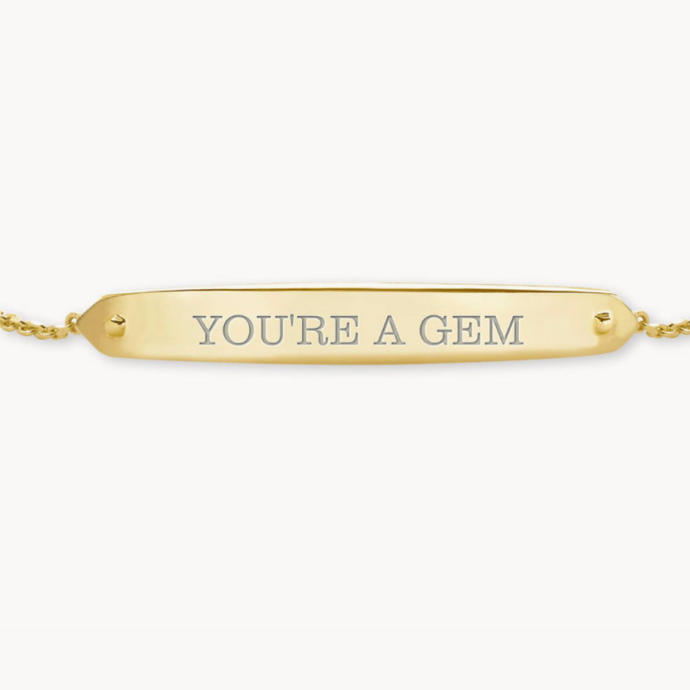 mattie bar delicate chain bracelet with custom text